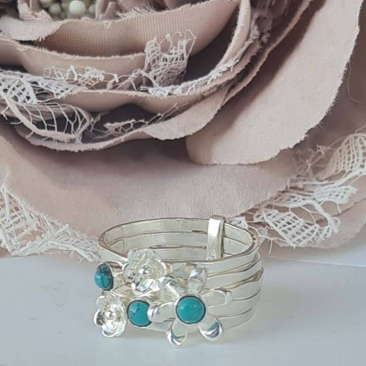 Inel argint 925 cu turcoaz, dimensiune 17.3 mm, greutate 5.4 gr