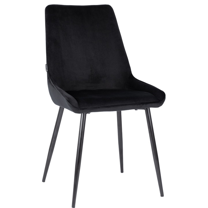 Scaun tapizat LARS Q, negru, velur, 48x60x87cm, design minimalist, utilizare versatila