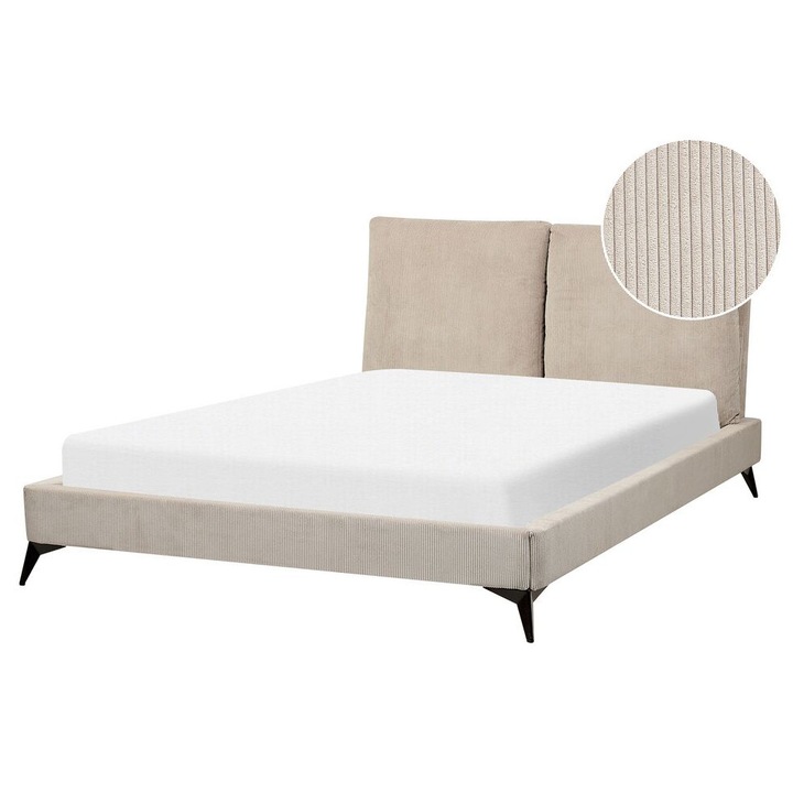 Tópszínű kordbársony franciaágy 140 x 200 cm Melle