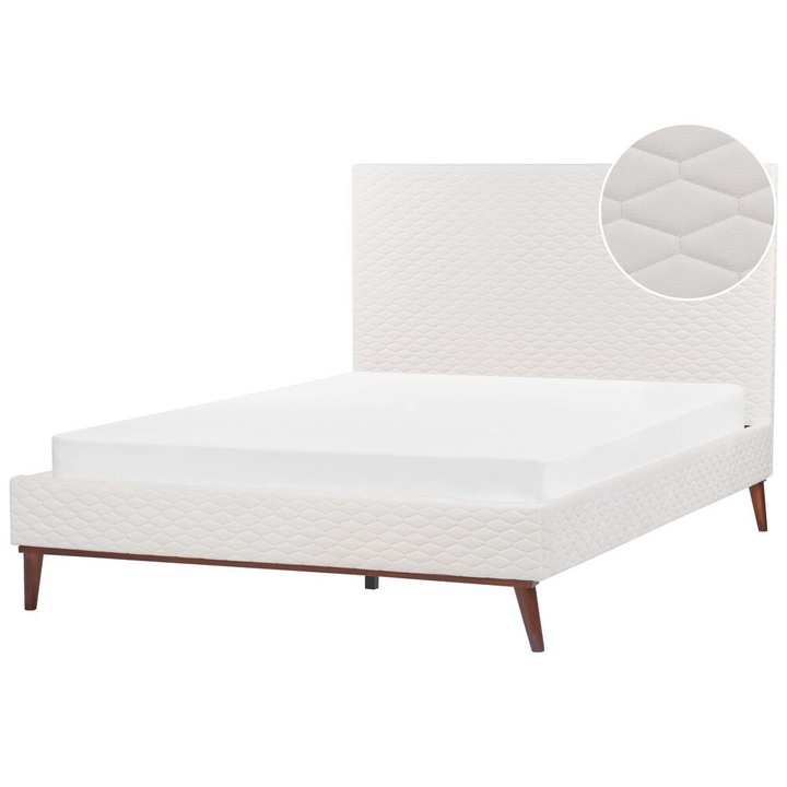 Törtfehér bársony franciaágy 160 x 200 cm Bayonne