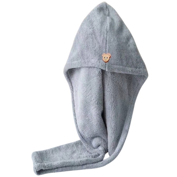 Кърпа за сушене на коса, сива, полиестер, 60x40 см