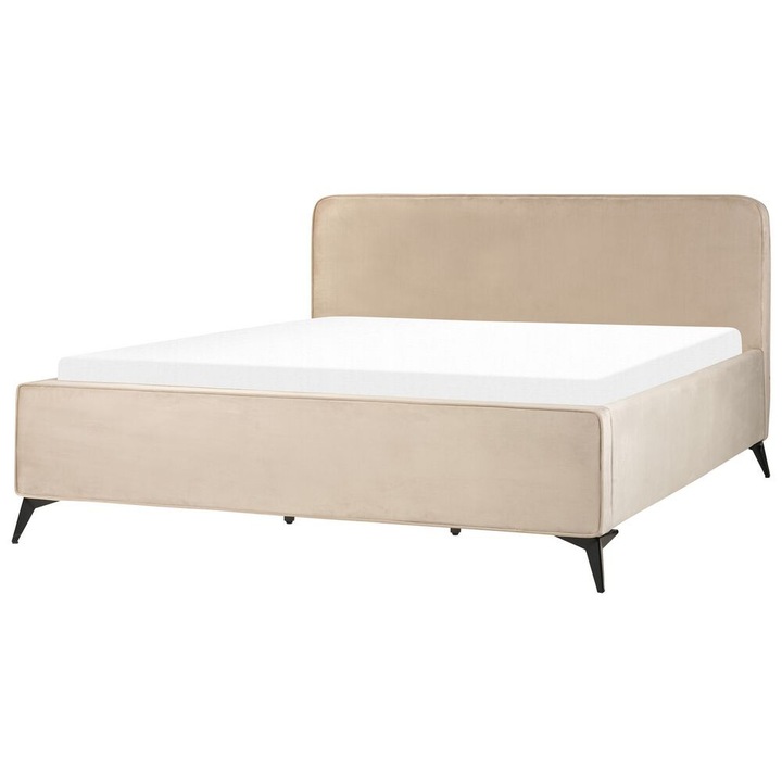 Tópszínű bársony franciaágy 180 x 200 cm Valognes