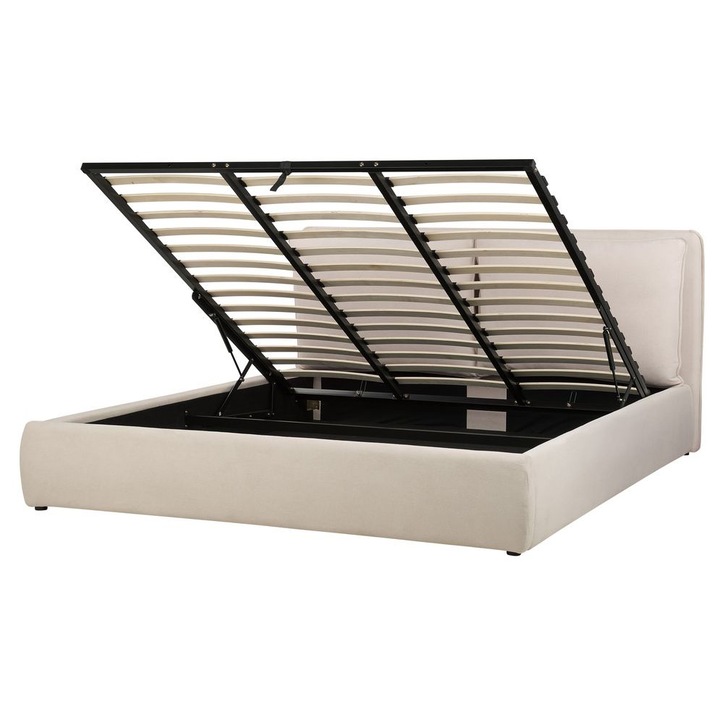 Világosbézs szövet franciaágy 180 x 200 cm Bajonna