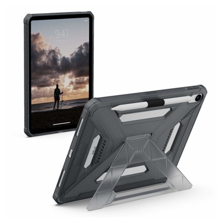 Uag scout plus műanyag tabletvédő, gumírozott, erős ütésállóság, méhsejt, kitámasztó, ceruza tartó, sötétszürke, kompatibilis: Apple IPAD 10.9, 2022, / IPAD 11, 2025