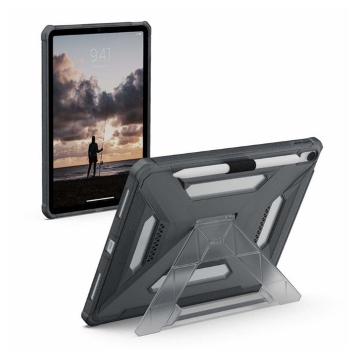 Uag scout plus műanyag tabletvédő, gumírozott, erős ütésállóság, méhsejt, kitámasztó, ceruza tartó, sötétszürke, kompatibilis: Apple IPAD Air 11, 2024, / IPAD Air 11, 2025