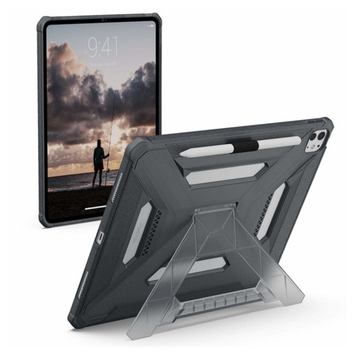 Uag scout plus műanyag tabletvédő, gumírozott, erős ütésállóság, méhsejt, kitámasztó, ceruza tartó, sötétszürke, kompatibilis: Apple IPAD Pro 13, 2024