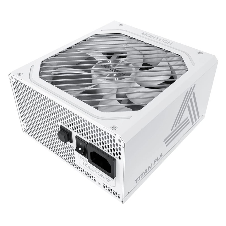 Sursă de alimentare Montech Titan PLA 850W ATX 3.1, 80 Plus & Cybenetics Platinum, complet modulară, albă