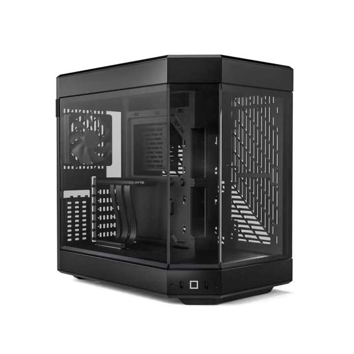 Hyte Y60 ATX Mid-Tower Компютърна кутия, панорамно закалено стъкло, Pitch Black