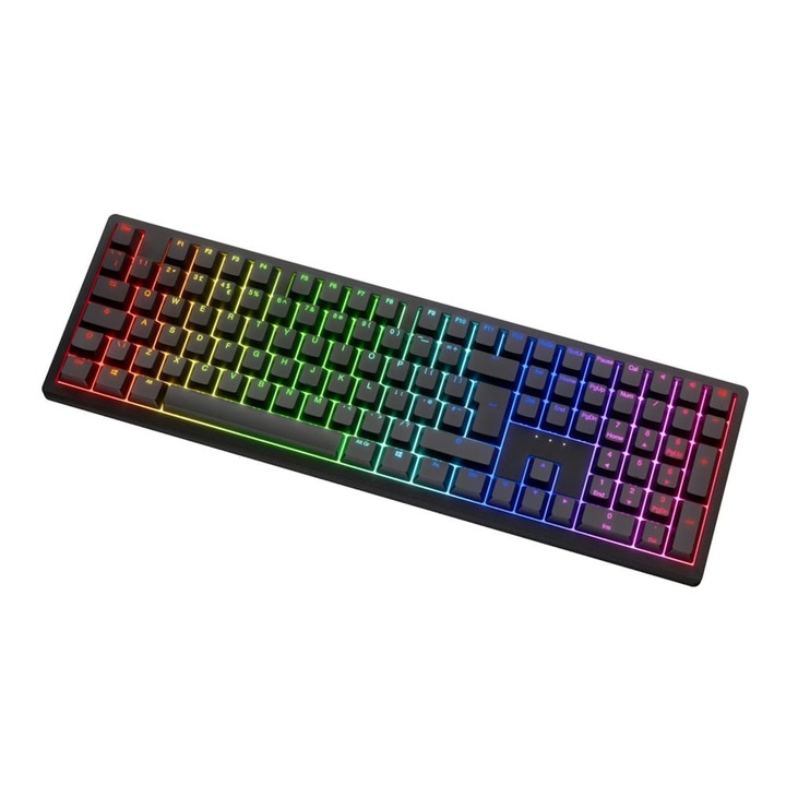 Tastatură de gaming wireless, Ducky, aspect german, switch-uri MX2A albastre, negru
