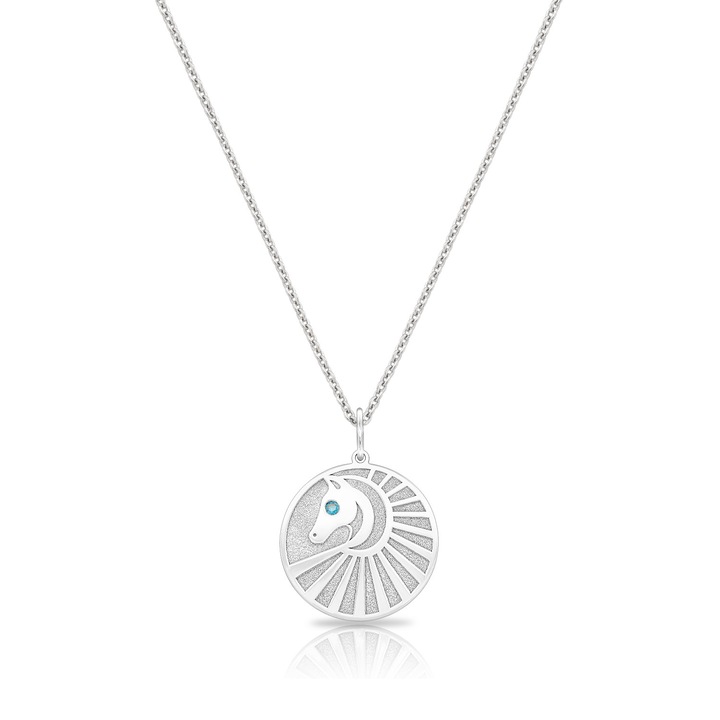 Pandantiv Camour, aur alb 14 kt, diamant albastru 0, 01ct, lungime lant 40-45cm, 1, 76g