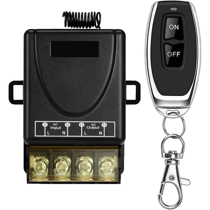 Comutator de control la distanta, cu telecomanda, 220V, 30A, pentru sisteme de alarma