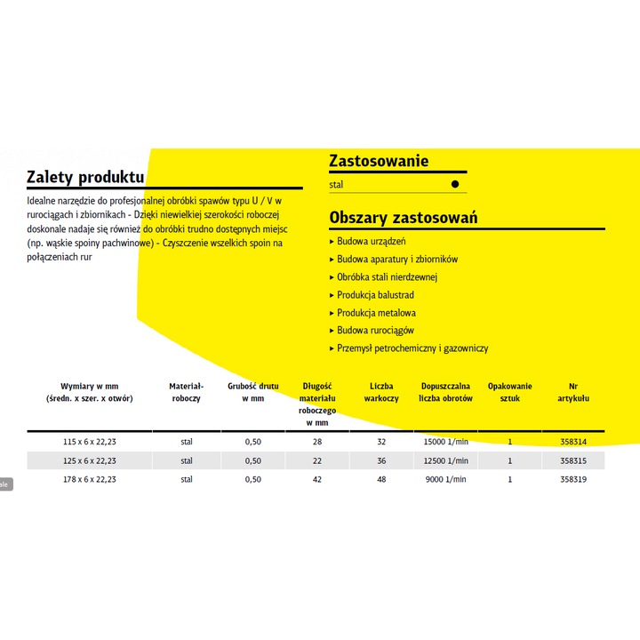 KLINGSPOR csőkefe 125mm x 6 x 22,23, hegesztések megmunkálásához, professzionális használatra
