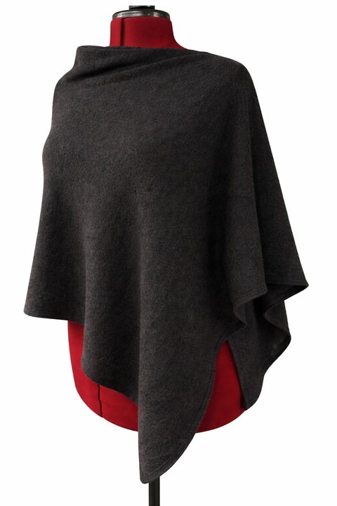 Poncho din 100% baby casmir, marime universala, culoare gri antracit