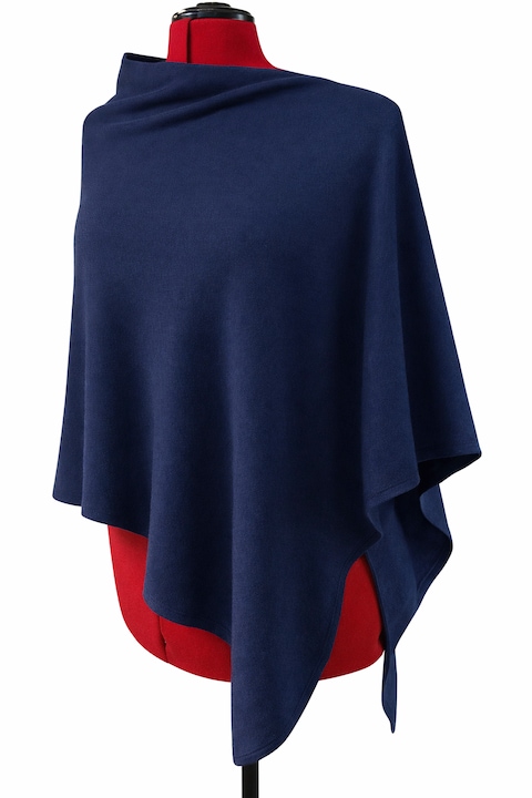 Poncho din 100% baby casmir, marime universala, culoare bleumarin