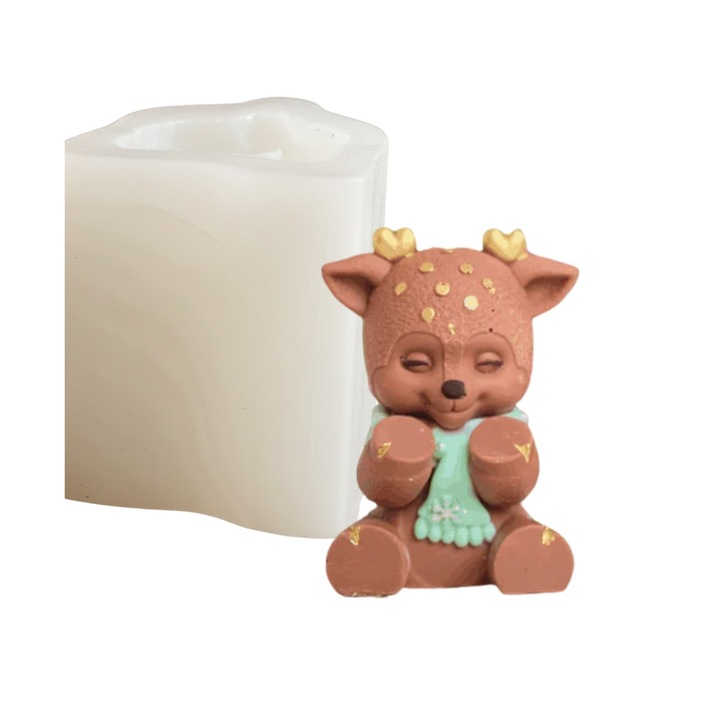 Mulaj din Silicon Ren de Craciun, transparent, 45x40x67mm