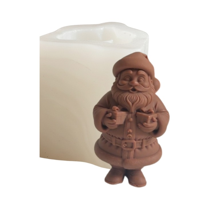 Mulaj din Silicon Mos Craciun cu cadouri, transparent, 45x35x80mm