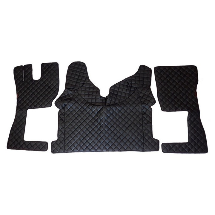 Bőr szőnyeg Volvo FH (2013+), piros szegéllyel, fekete