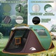 Cort camping automat, Bedee®, 2 persoane, 145x250x110cm, Impermeabil, se monteaza in cateva secunde, doua usi, cu plase de tantari, carlig interior practic, verde inchis/maro