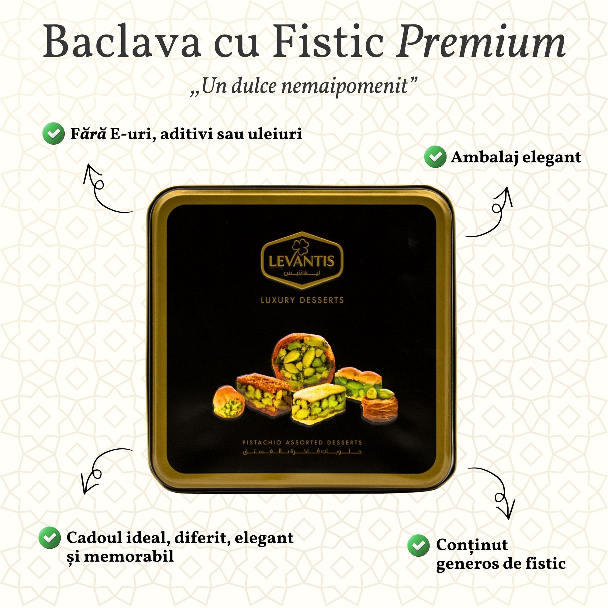 Athanasios Levantis Levantis, Baclava cu Fistic Premium 900g - eMAG.ro