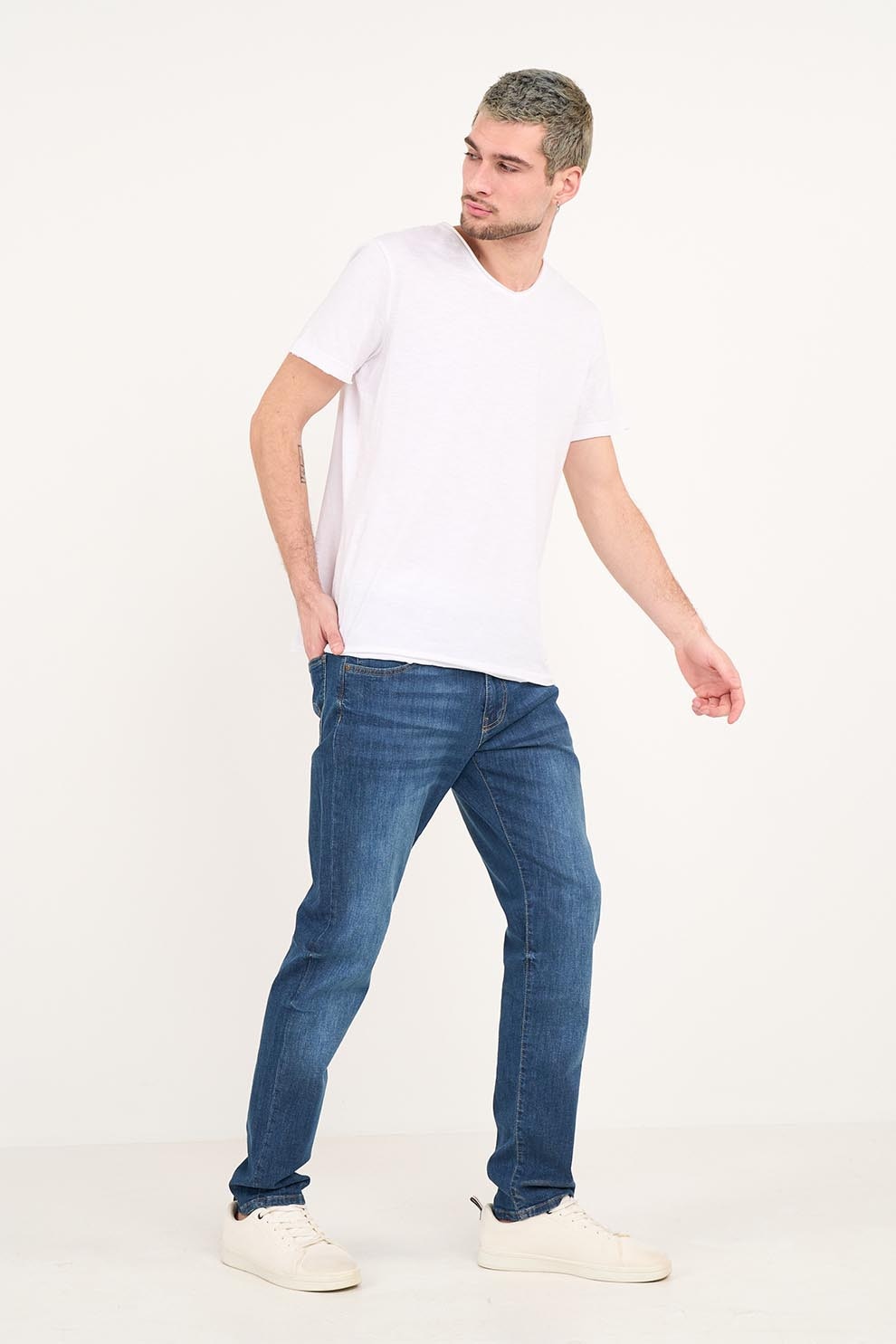 Lee Cooper, Blugi slim fit cu talie medie, Albastru, W36-L30