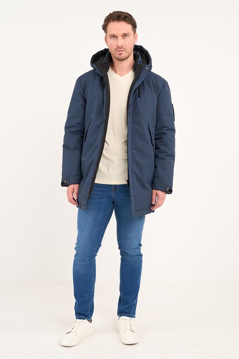 TIMEOUT, Geaca cu vatelina si gluga, Albastru petrol, XL