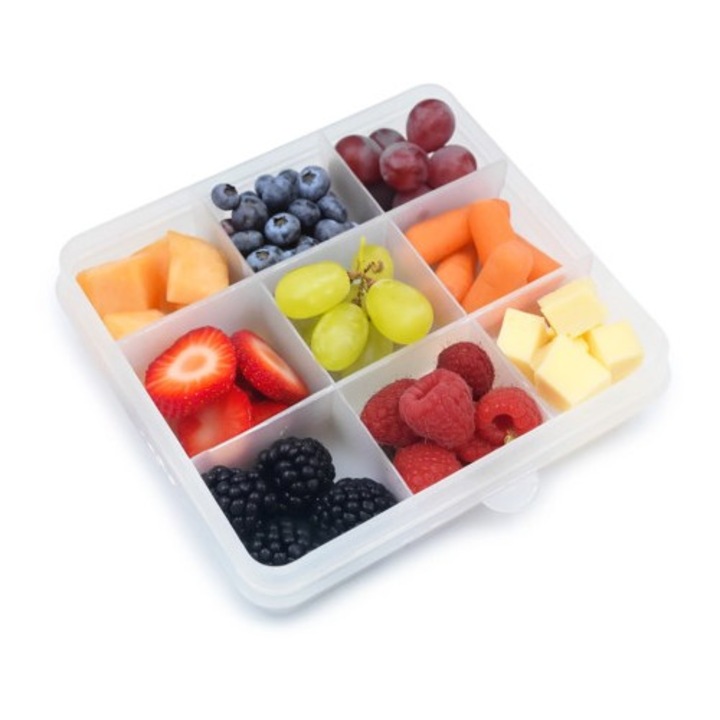 Кутия за закуски Melii, 9 отделения, подвижни разделители, бежова, пластмаса