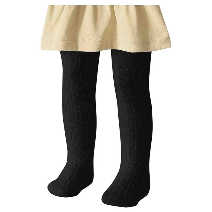 Sosete pentru copii, asskanaer, Dres pentru copii, Colanti pentru fete, Nu se estompeaza, Talia inalta, Elasticitate ridicata, Rezistent la deformare, Absorbant de transpiratie, Tricotaj impletit uni, Bumbac, Negru