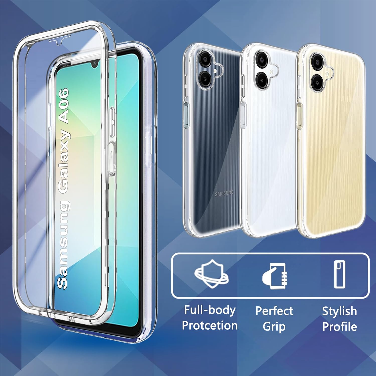 Husa 360 compatibila cu Samsung Galaxy A06 - V2 Transparent fata si spate