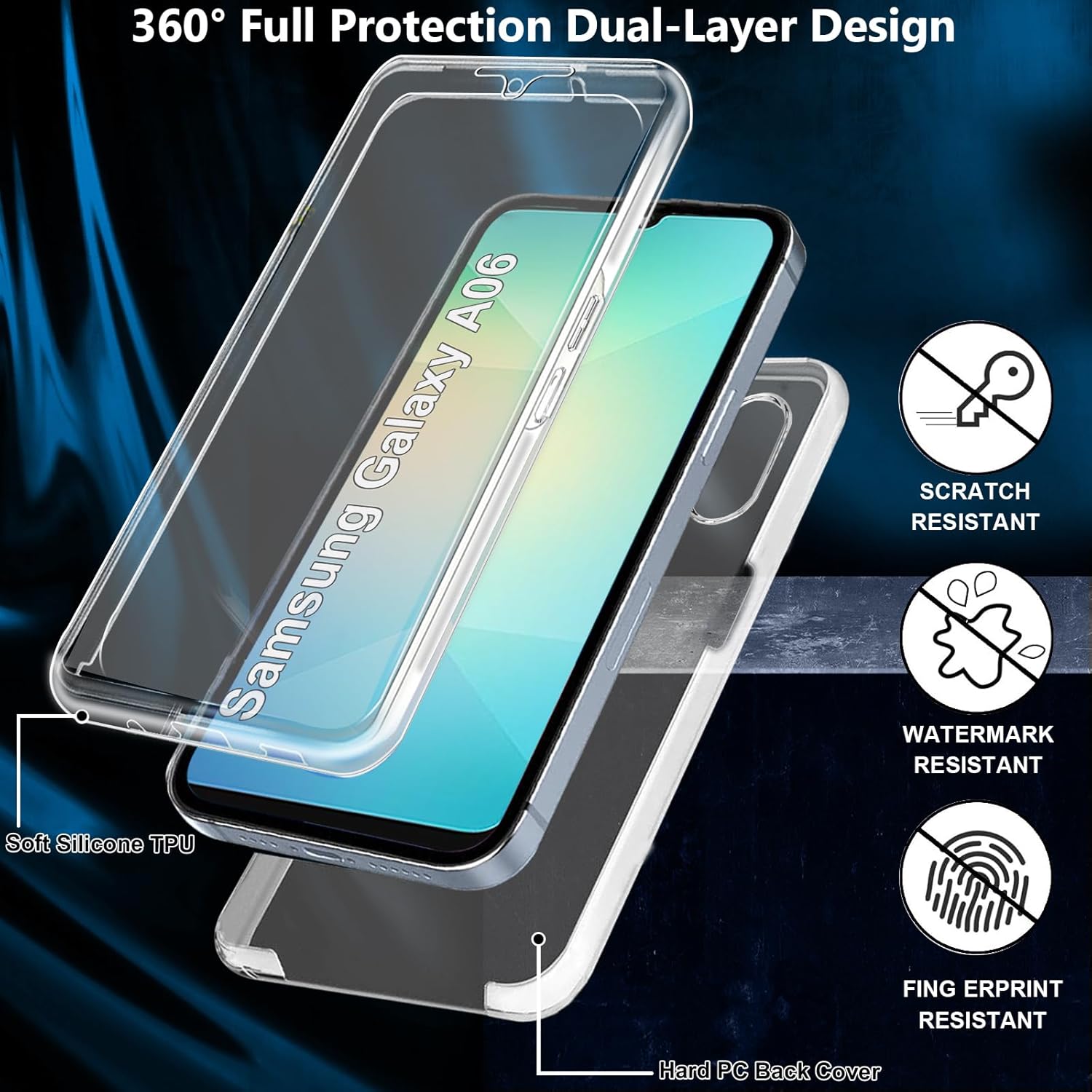 Husa 360 compatibila cu Samsung Galaxy A06 - V2 Transparent fata si spate