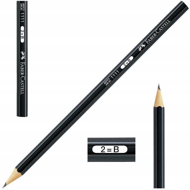 Creion grafit Faber-Castell 1111 B, negru, hexagonal, lemn certificat