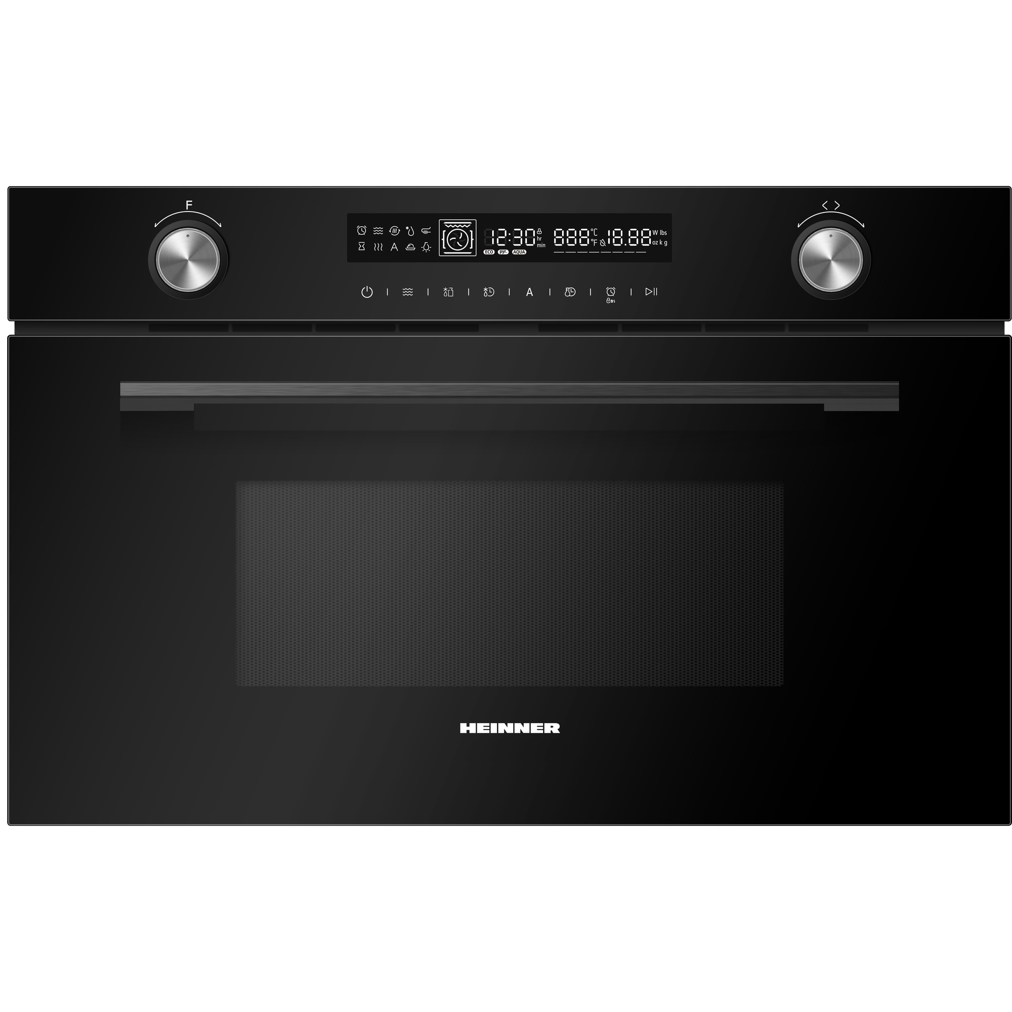 Cuptor cu microunde incorporabil Heinner HMW-MDBI34CTBK, 34 l, 900 W, Control touch, Putere grill 1100 W, Convectie 2300 W, 5 trepte de putere, 11 programe automate, Timer, Functie decongelare, Negru