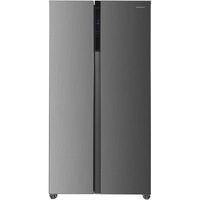 Combina side by side Heinner HSBS-HM442NFINVXD, 442 l, Clasa D, No frost, Display, Functie smart, Functie congelare/racire rapida, Adancime redusa 59.5 cm, H 177 cm, Inox
