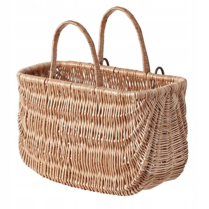 Кошница за велосипед Basil Swing, ратан, монтаж на куки, кафява, 42x26x20см