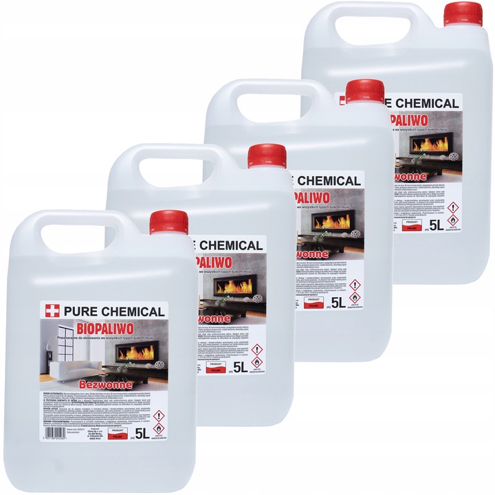 Bioetanol Biocombustibil bioseminee, Chosa, Pure Chemicals, Ardere fara fum, Certificat siguranta, Incalzire casa, Combustibil ecologic, Fara miros, Volum 20L (4x5L)