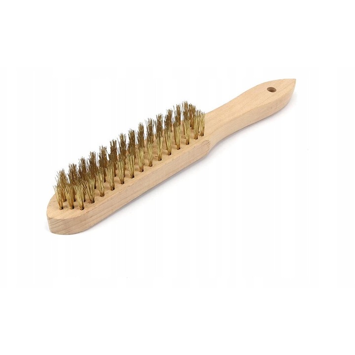 Teger drótkefe, 5 soros, rézhuzal, ergonomikus nyél, fém tisztításához