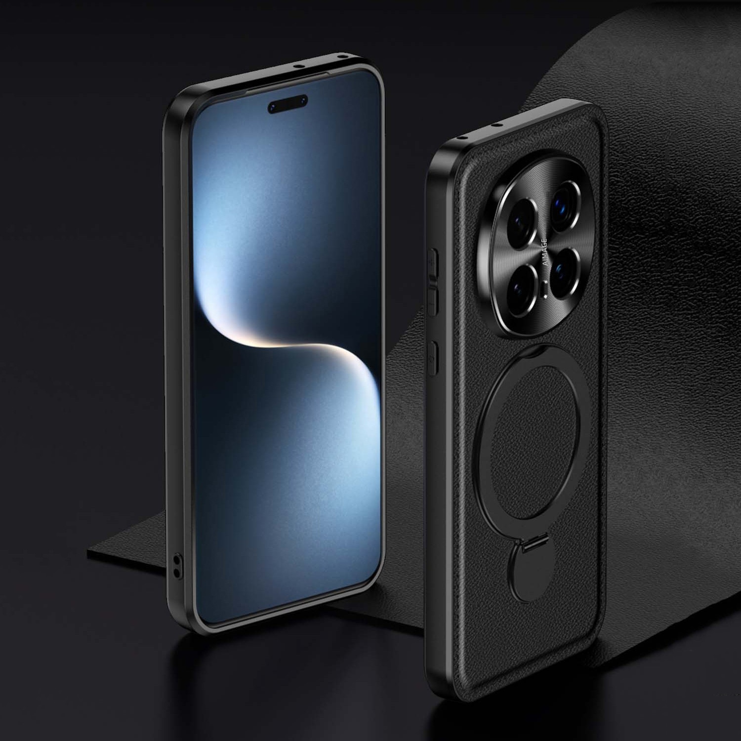 Husa de protectie pentru telefon mobil Honor Magic8 Pro, rosu inchis, suport rotativ 360, material TPU/Piele ecologica, Rosu inchis