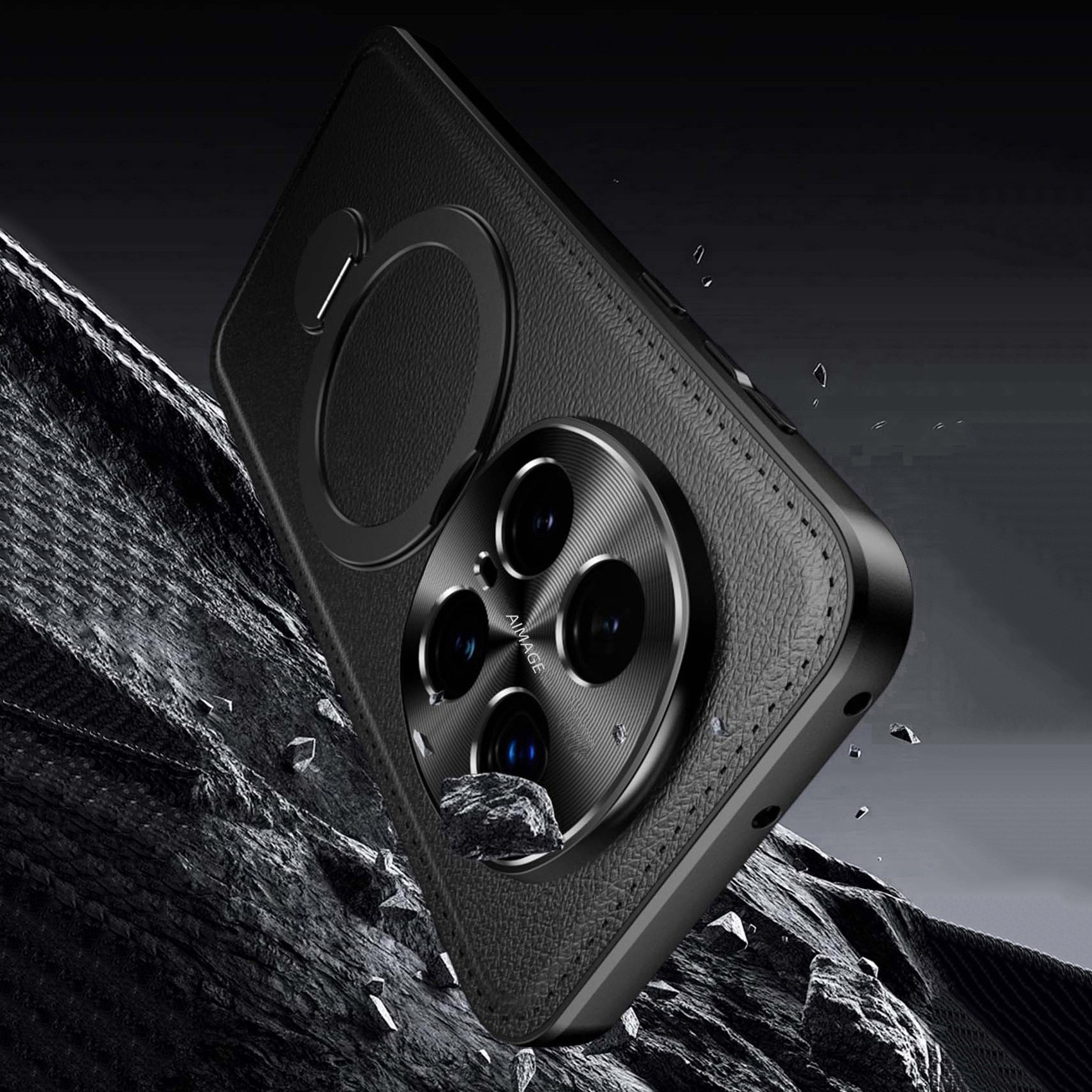 Husa de protectie pentru telefon mobil Honor Magic8 Pro, rosu inchis, suport rotativ 360, material TPU/Piele ecologica, Rosu inchis