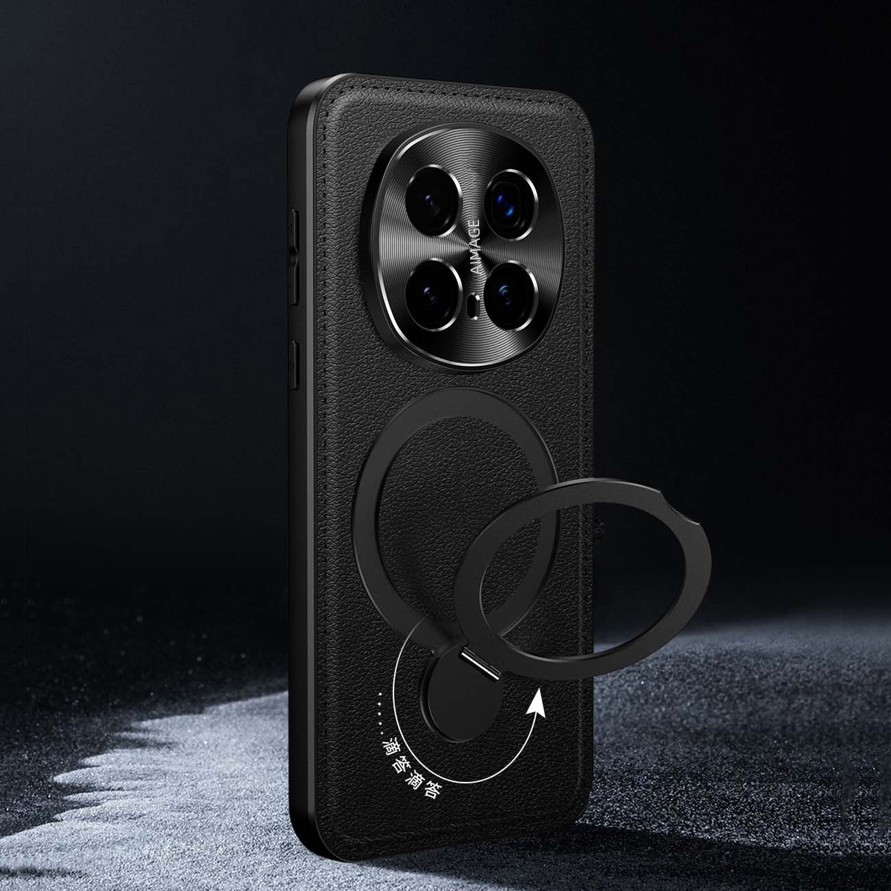 Husa de protectie pentru telefon mobil Honor Magic8 Pro, rosu inchis, suport rotativ 360, material TPU/Piele ecologica, Rosu inchis