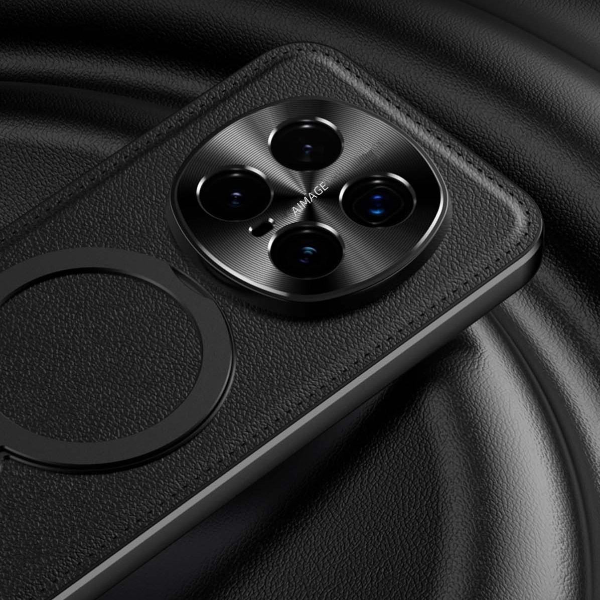 Husa de protectie pentru telefon mobil Honor Magic8 Pro, rosu inchis, suport rotativ 360, material TPU/Piele ecologica, Rosu inchis