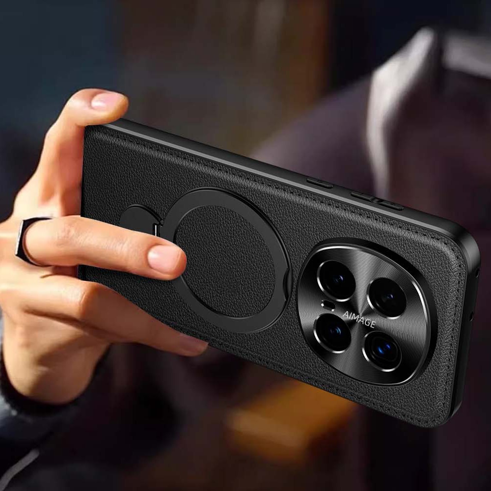 Husa de protectie pentru telefon mobil Honor Magic8 Pro, rosu inchis, suport rotativ 360, material TPU/Piele ecologica, Rosu inchis