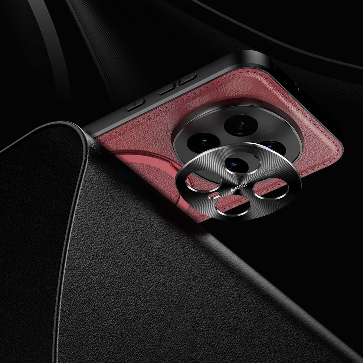 Husa de protectie pentru telefon mobil Honor Magic8 Pro, rosu inchis, suport rotativ 360, material TPU/Piele ecologica, Rosu inchis