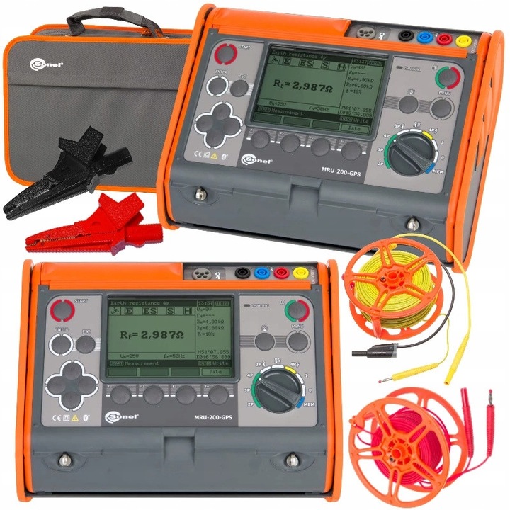 Aparat de măsură rezistență împământare și rezistivitate sol Sonel MRU-200-GPS, GPS integrat, transmisie USB și Bluetooth