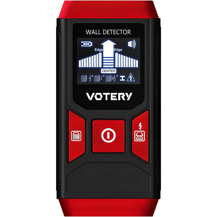 Detector perete Votery SF02, lemn, metal, 5 moduri scanare, ecran LCD, 38mm