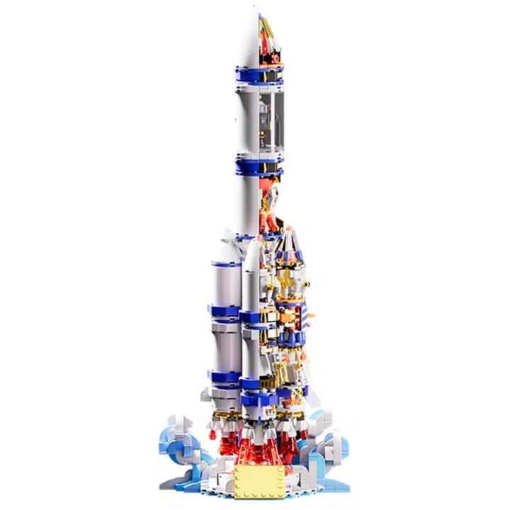 Set de Constructie STEM Racheta Spatiala cu Astronaut, 1099 piese, 47 cm, Colorat