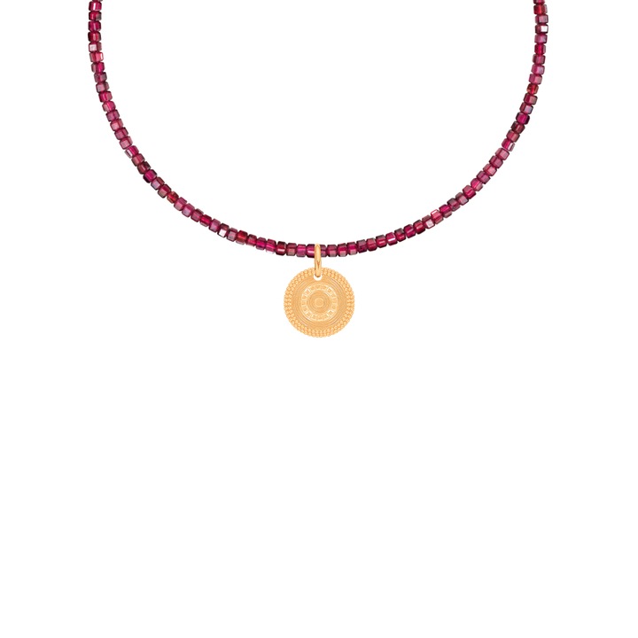 Колие Бохо II, гранат, 40+5 см, позлатено