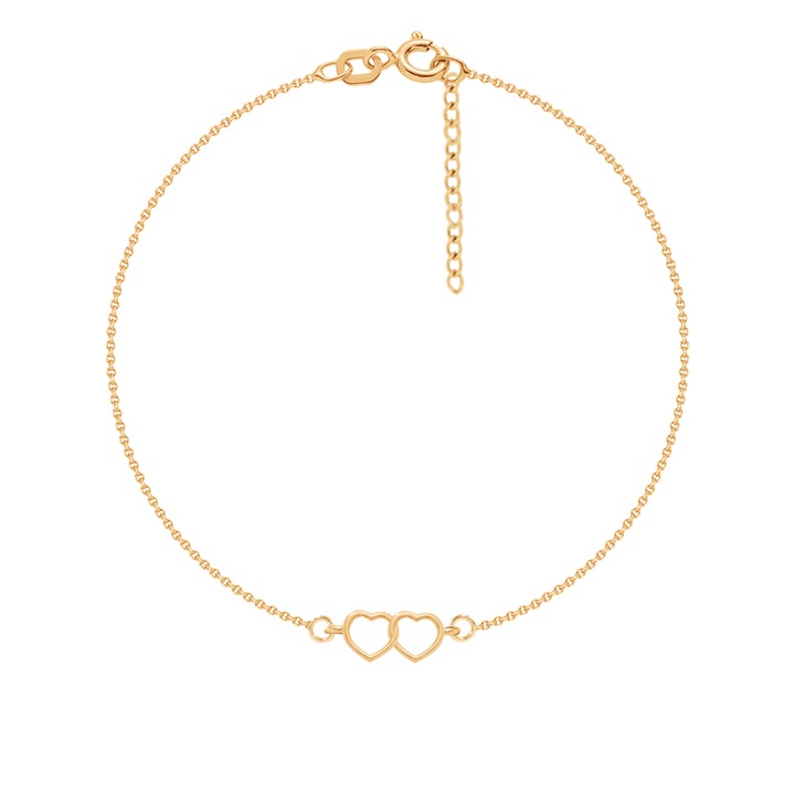 Bratara dama Lilou, 16 cm, inele legate, placata cu aur 18k, 1 cm