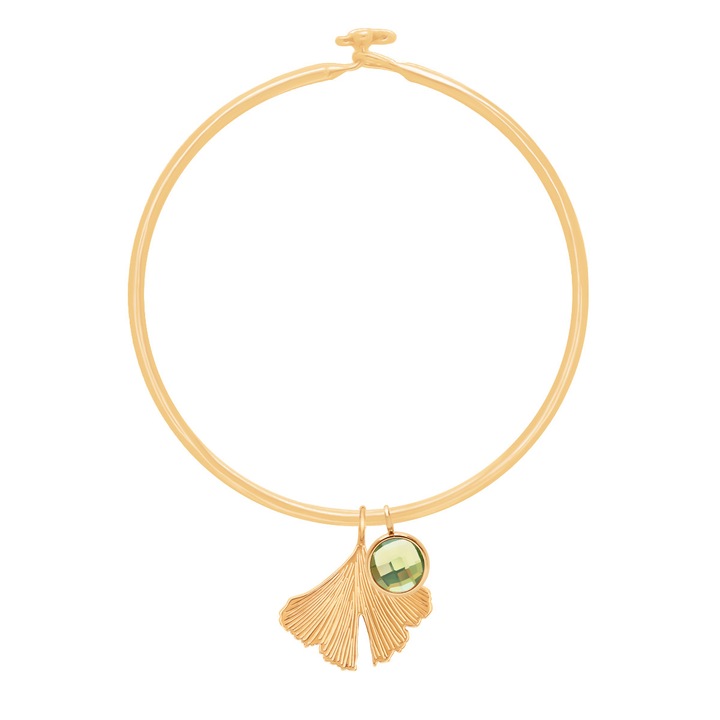 Bratara dama Lilou Penelope cu pandantiv Ginko si cuart verde