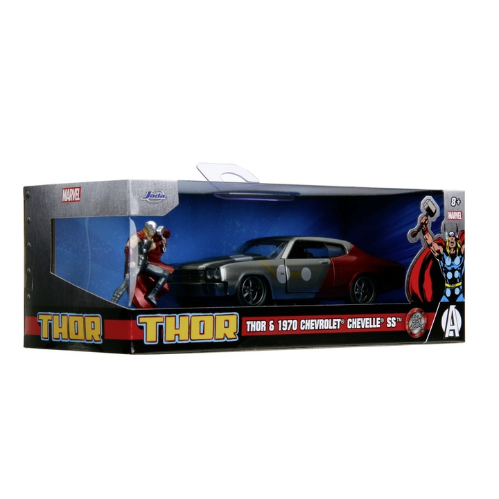 Jada Marvel Thor és Chevy Chevelle Ss fém autó és figura szett, 1:32 méretarány