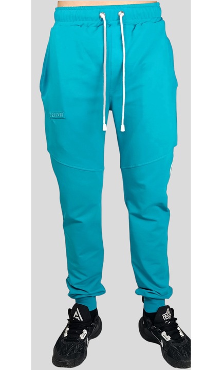 Pantaloni sport Slim Fit CELEVRI, din bumbac premium, de barbat, Marimea S, Albastru ultramarin