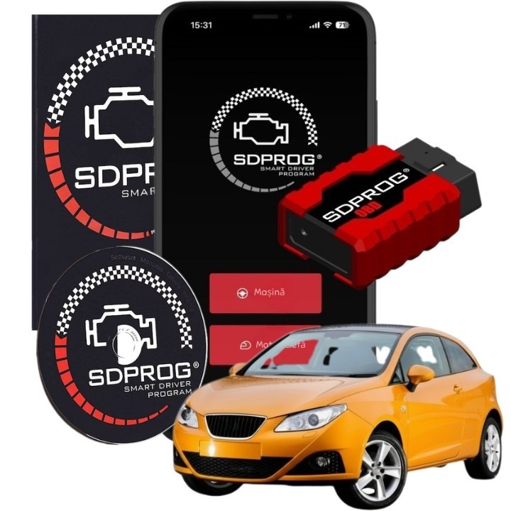 Interfata Diagnoza Auto pentru Seat SDProg OBD, Negru + Programul SDProg in limba romana